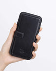 Verona Luxury Black Leather iPhone XR Flip-Back Wallet Case with Card Holder - Venito - 3