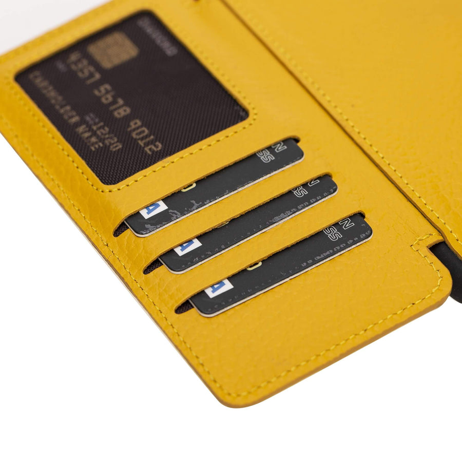Verona Luxury Yellow Leather iPhone XR Flip-Back Wallet Case with Card Holder - Venito - 4