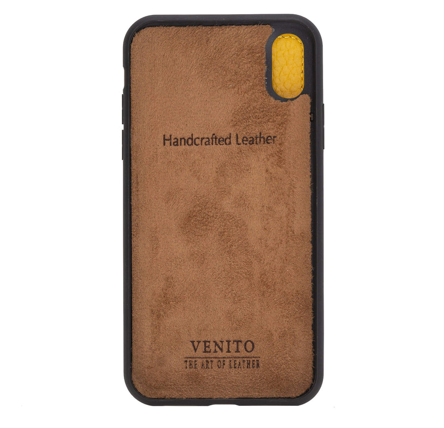 Verona Luxury Yellow Leather iPhone XR Flip-Back Wallet Case with Card Holder - Venito - 5
