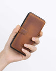 Verona Luxury Brown Leather iPhone XS Flip-Back Wallet Case with Card Holder - Venito - 3