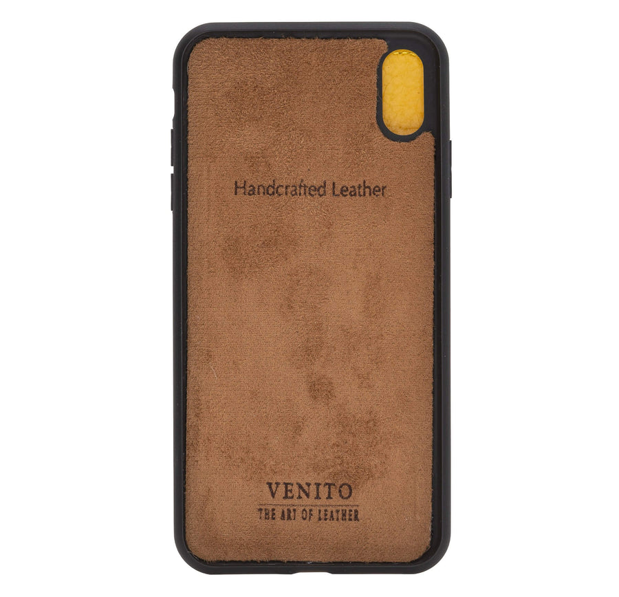 Verona Luxury Yellow Leather iPhone XS Max Flip-Back Wallet Case with Card Holder - Venito - 5