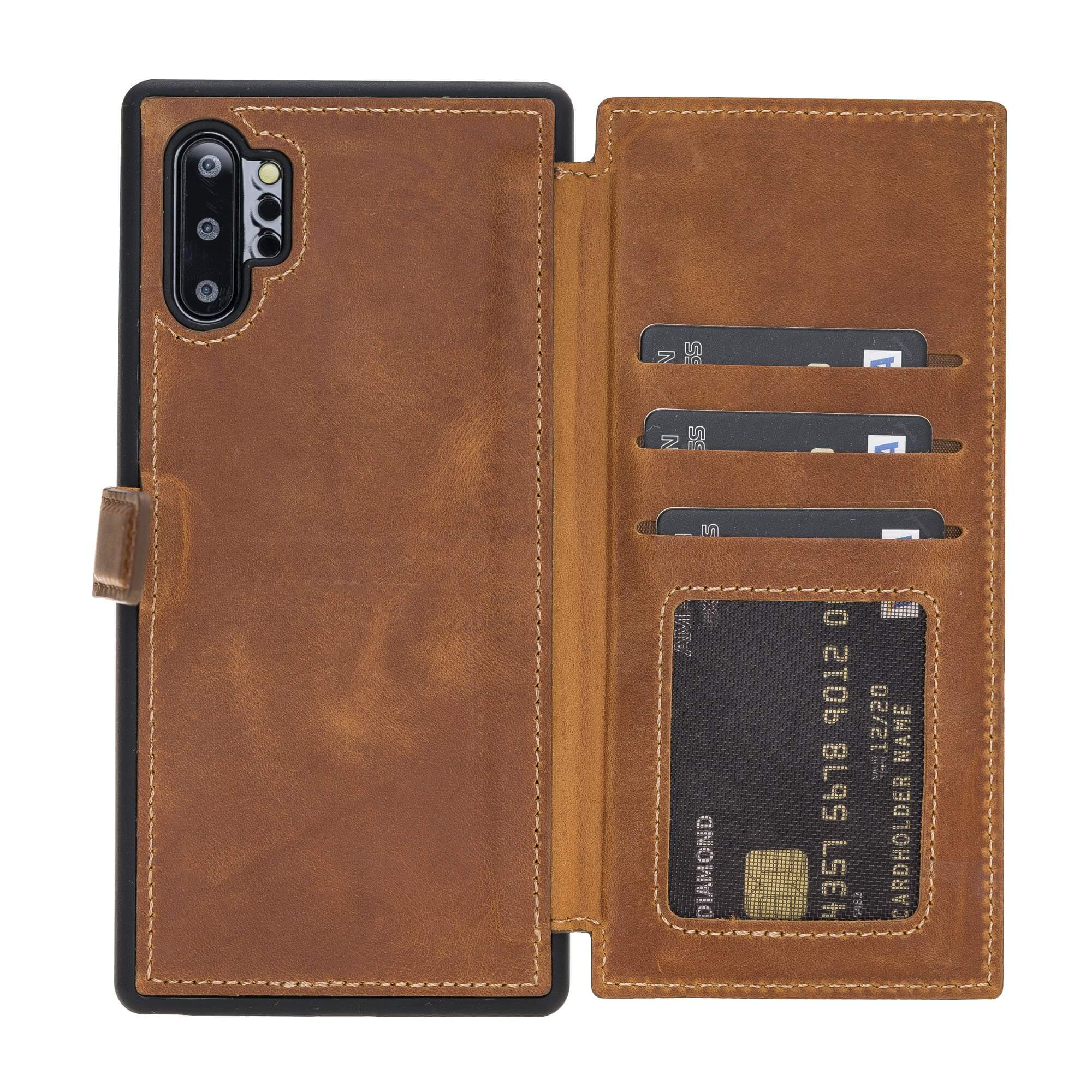 Verona RFID Blocking Leather Slim Wallet Case for Samsung Galaxy Note 10 Plus Antique Brown