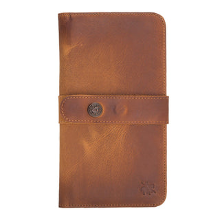 Modena full-grain leather multifunctional travel wallet in antique brown