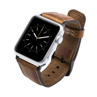 Tuscany leather Apple Watch band in Antique Brown with black buckle