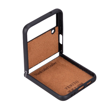 Funda de cuero Lucca Snap-On para Samsung Galaxy Z Flip 4 (6,7 pulgadas)