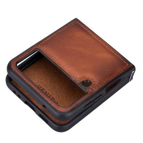 Funda de cuero Lucca Snap-On para Samsung Galaxy Z Flip 4 (6,7 pulgadas)