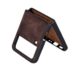 Funda de cuero Lucca Snap-On para Samsung Galaxy Z Flip 4 (6,7 pulgadas)