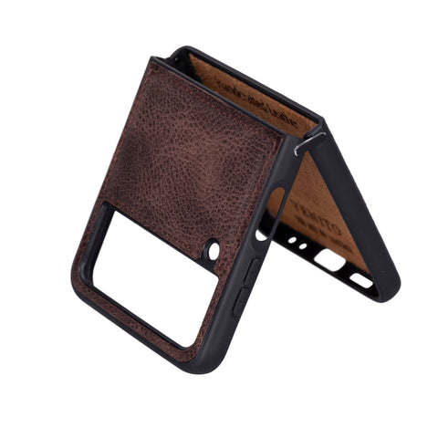 Funda de cuero Lucca Snap-On para Samsung Galaxy Z Flip 4 (6,7 pulgadas)