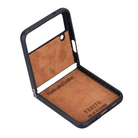 Funda de cuero Lucca Snap-On para Samsung Galaxy Z Flip 4 (6,7 pulgadas)