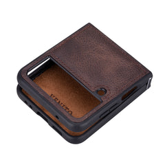 Funda de cuero Lucca Snap-On para Samsung Galaxy Z Flip 4 (6,7 pulgadas)