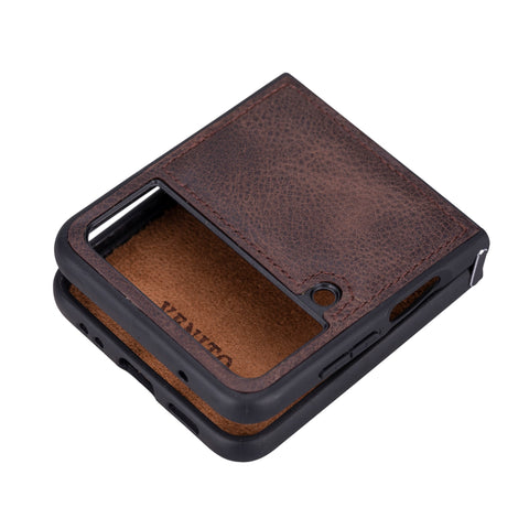 Funda de cuero Lucca Snap-On para Samsung Galaxy Z Flip 4 (6,7 pulgadas)