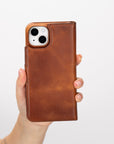 iphone 15 plus florence leather wallet phone case antique brown 09
