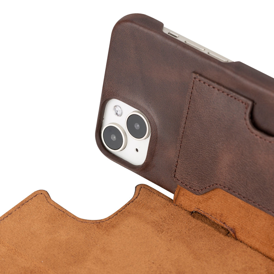 iphone 15 plus florence leather wallet phone case coffee brown 08