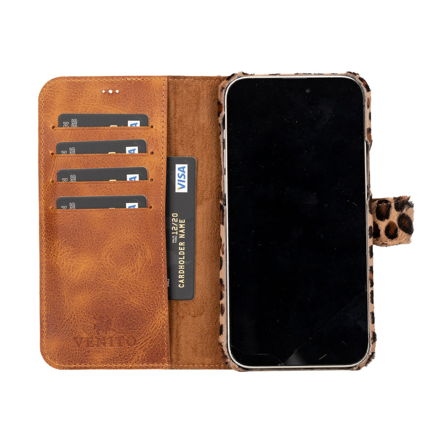 iphone 15 plus florence leather wallet phone case furry leopard 02