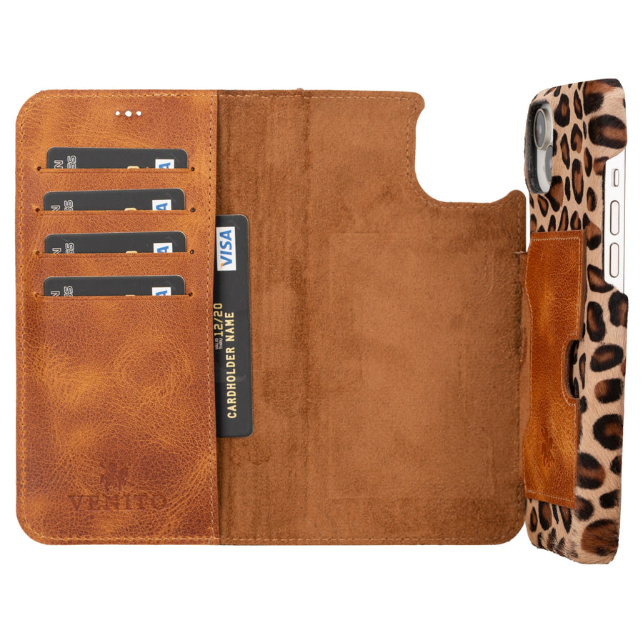iphone 15 plus florence leather wallet phone case furry leopard 03