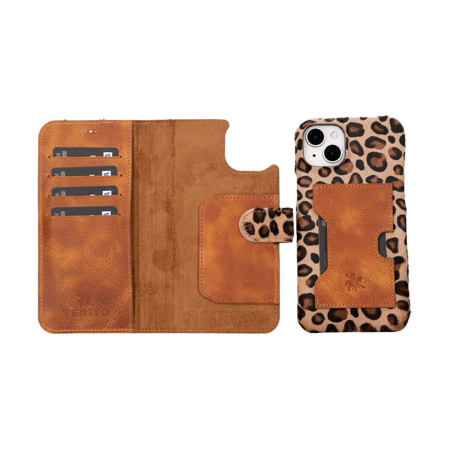 iphone 15 plus florence leather wallet phone case furry leopard 04