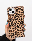 iphone 15 plus florence leather wallet phone case furry leopard 09