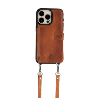 iphone 15 pro max fermo leather crossbody wallet case antique brown 05