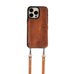 iphone 15 pro max fermo leather crossbody wallet case antique brown 05