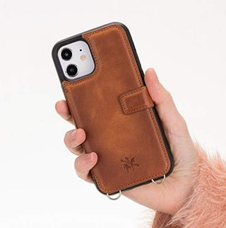 Fermo Funda de cuero para teléfono con billetera cruzada para iPhone 12