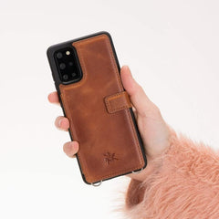 Fermo Funda de cuero para teléfono con billetera cruzada para Galaxy S20 Plus