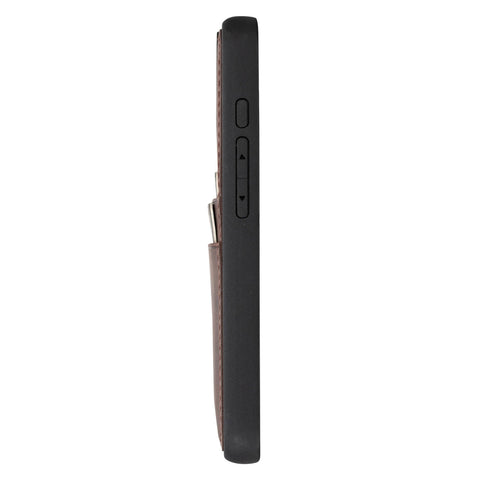 Funda tipo billetera de cuero Capri Snap On para iPhone 15 Pro