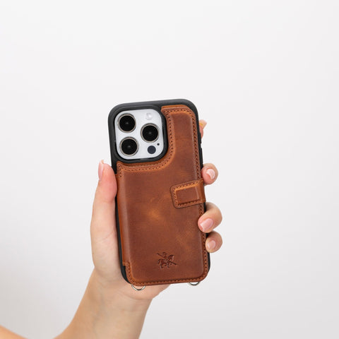 Fermo Leather Crossbody Wallet Phone Case for iPhone 15 Pro