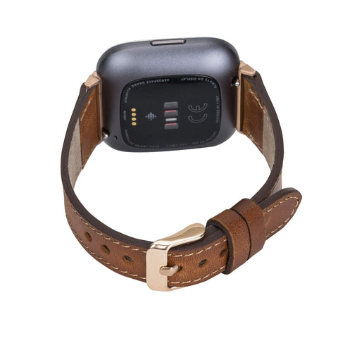 Messina Leather Slim Watch Band for Fitbit Versa