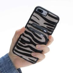 Funda tipo billetera de cuero Capri Snap On para iPhone 7 Plus