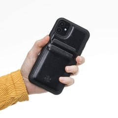 Funda tipo billetera de cuero Capri Snap On para iPhone 11