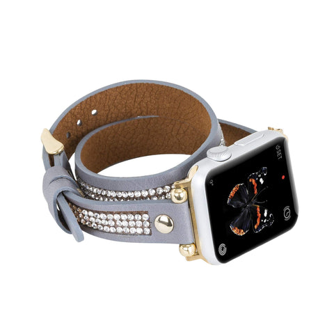 Livorno Leather Double Wrap Band Strap for Apple Watch