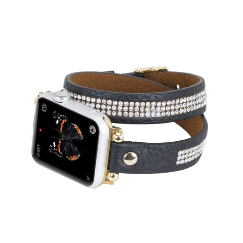 Livorno Leather Double Wrap Band Strap for Apple Watch
