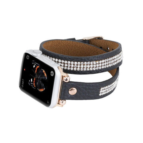 Livorno Leather Double Wrap Band Strap for Apple Watch