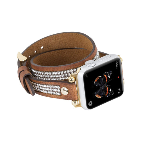 Livorno Leather Double Wrap Band Strap for Apple Watch