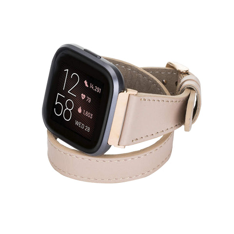 Serena Leather Double Wrap Watch Band for Fitbit Versa