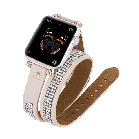 Livorno Leather Double Wrap Band Strap for Apple Watch
