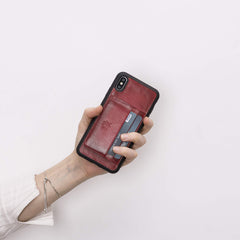 Funda tipo billetera de cuero Pisa Snap On con soporte para iPhone XS Max