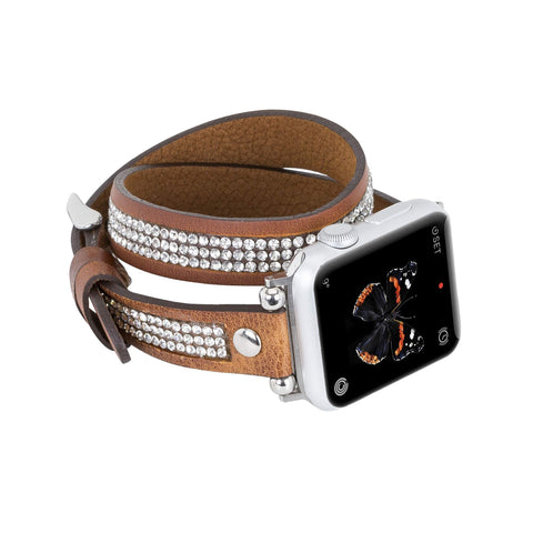 Livorno Leather Double Wrap Band Strap for Apple Watch