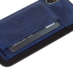 Funda tipo billetera de cuero Pisa Snap On con soporte para iPhone XS