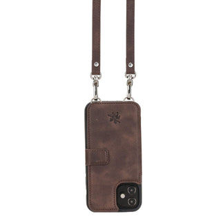 Fermo Funda de cuero para teléfono con billetera cruzada para iPhone 12 Mini