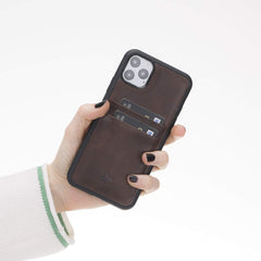 Funda tipo billetera de cuero Capri Snap On para iPhone 11 Pro Max