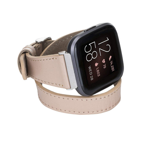 Serena Leather Double Wrap Watch Band for Fitbit Versa