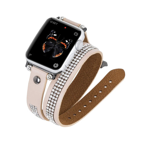 Livorno Leather Double Wrap Band Strap for Apple Watch