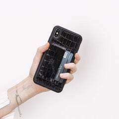 Funda tipo billetera de cuero Pisa Snap On con soporte para iPhone XS Max