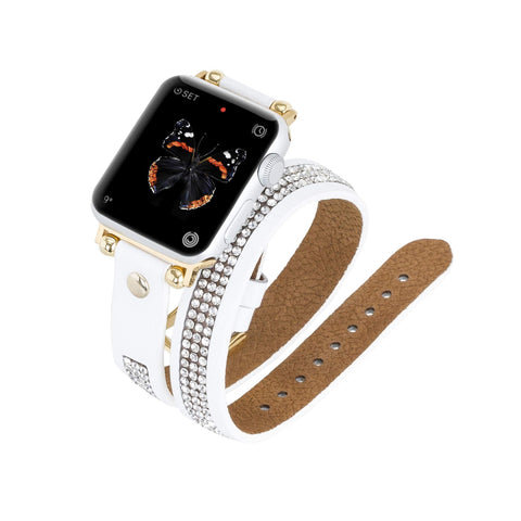 Livorno Leather Double Wrap Band Strap for Apple Watch