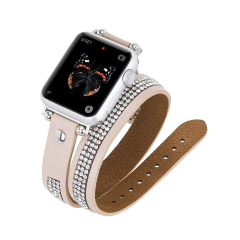 Livorno Leather Double Wrap Band Strap for Apple Watch