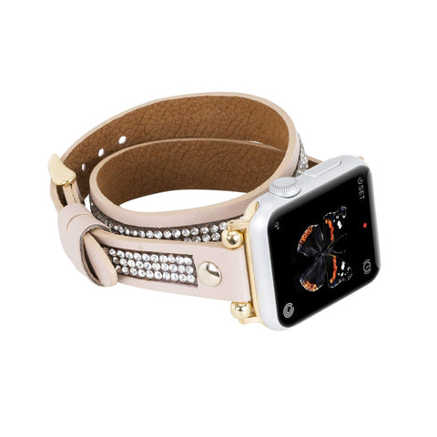 Livorno Leather Double Wrap Band Strap for Apple Watch