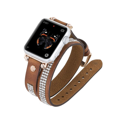 Livorno Leather Double Wrap Band Strap for Apple Watch