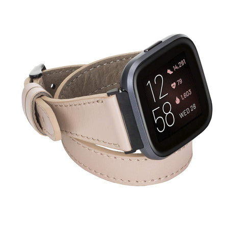 Serena Leather Double Wrap Watch Band for Fitbit Versa