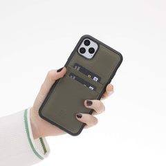 Funda tipo billetera de cuero Capri Snap On para iPhone 11 Pro Max